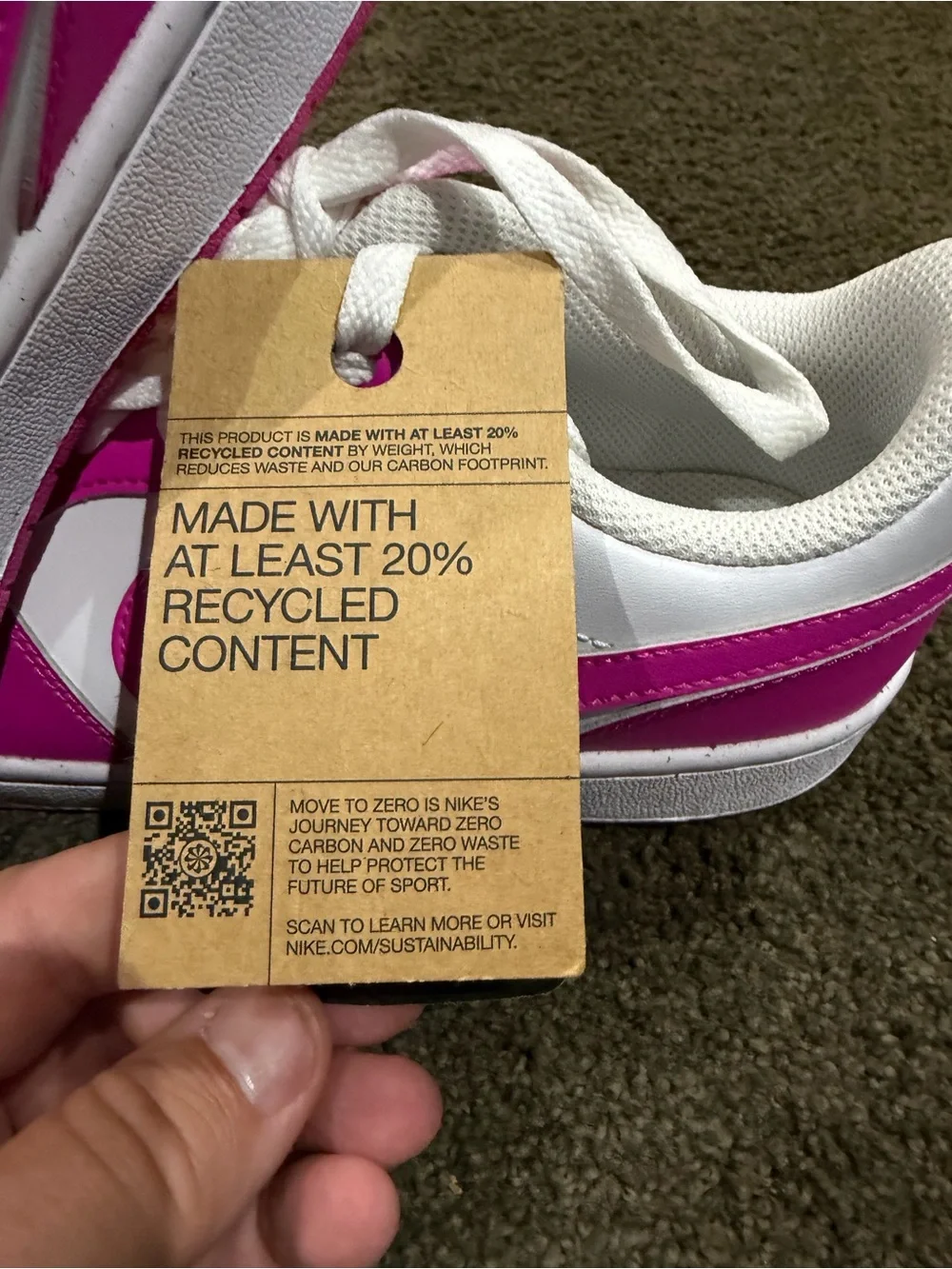 Nike Kids' Low-Top Sneakers - White & Hot Pink Sz 7Y